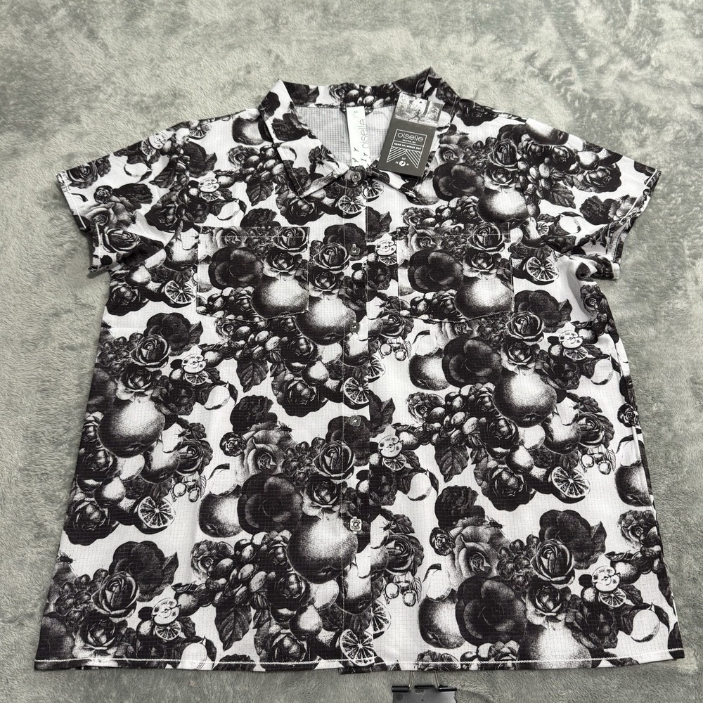 Oiselle NEW Benjamina SS Botanical Garden Button Shirt Womens 6 Outdoor Camping